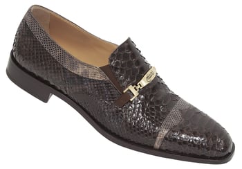 Mauri "4670/1" Dark Brown Genuine Python / Brown - Beige Karung Maculated Loafer Shoes