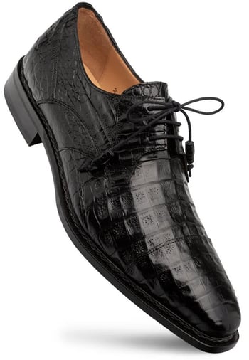 Mezlan "Giovane" Black Genuine Crocodile Derby Shoes 50032-F.