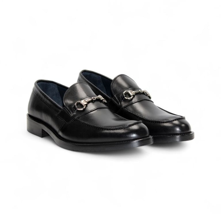 Firmani Ben Leather Penny Loafer Black Silver Hardware Made  display picture 2