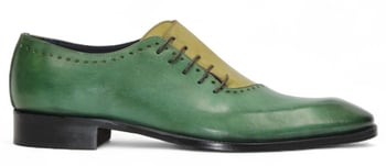 Duca Di Matiste Veroli Green / Olive Genuine Italian Calf Leather Crocodile Oxford Shoes