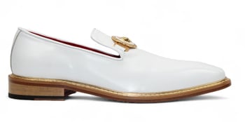 Emilio Franco EF102 White Suede Gold Hardware Leather Sole Loafer