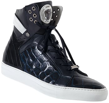 Mauri "Gregory" 8792 Wonder Blue Genuine Body Alligator / Nappa / Patent Leather Casual High Top Sneakers