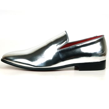 Fiesso Silver Patent Slip On Leafer FI7548.