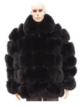 Winter Fur Black Genuine Full Skin Fox Bomber Jacket M33R01BK.