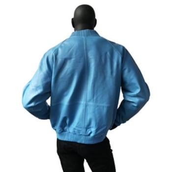 G-Gator 1051 Baby Blue Genuine Lambskin Varsity Bomber Jacket