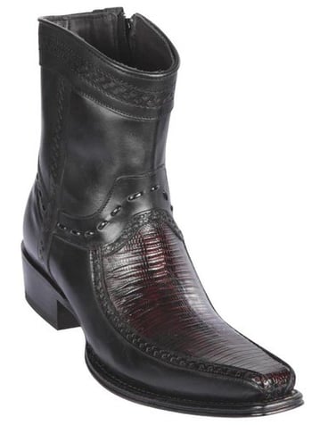 Los Altos Black Cherry  Genuine Teju Boots Leather  European Square Toe Low Shaft Cowboy Boots 76BF0718