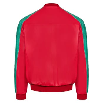 G-Gator #3402 Two Tone Lambskin Leather Jacket with Python Trimming Baseball Jacket