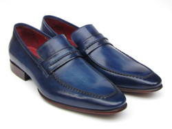 Paul Parkman 068 Navy Genuine Italian Calfskin Loafer Shoes