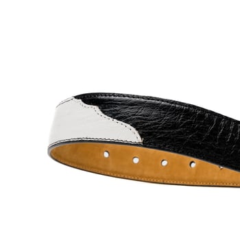 Marco Di Milano Alessio Belt White / Black Genuine Ostrich Exotic Belt