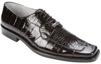 Belvedere Dante 1210 Black Genuine Eel & Caiman Lace-Up Dress Shoes
