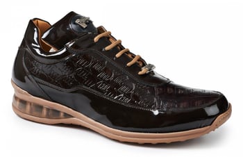 Mauri "Bubble" 8900/2 Dark Brown Genuine Baby Crocodile / Patent Leather Sneakers.