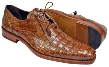 Mezlan "Anderson" Camel AllOver Genuine Crocodile Shoes With Crocodile Wrapped Tassels 13584-F