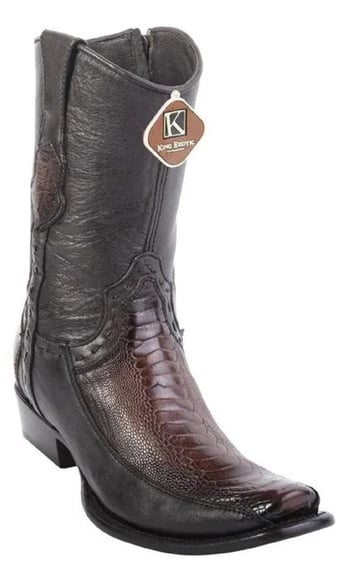 King Exotic Faded Brown Genuine Ostrich Leg Dubai Square Toe Cowboy Boots 479BF0516