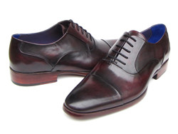 Paul Parkman 074 Black / Purple Genuine Leather Captoe Oxford Shoes