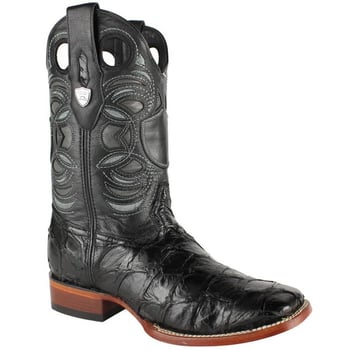 Wild West Glossy Black Wild West Pirarucu Fish Cowboy Boots 28241005