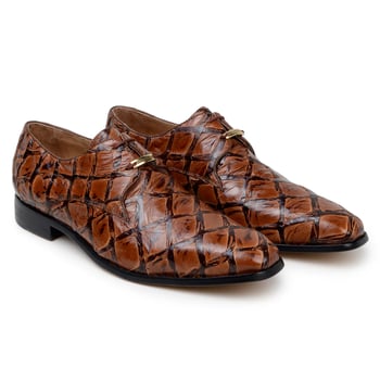 Belvedere "Renzo" Ant. Almond Genuine Pirarucu Lace Up Derby's Shoes