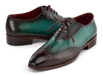 Paul Parkman AL3257SJ Brown & Green Patina Genuine Leather Wingtip Oxford Shoes