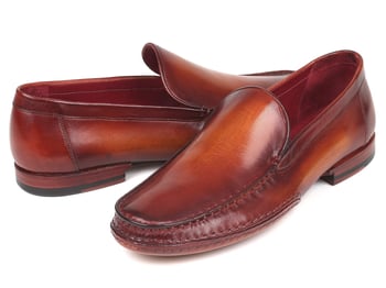 Paul Parkman "MC651-BRW" Brown Genuine Leather Opanka Stitched Moccasins.