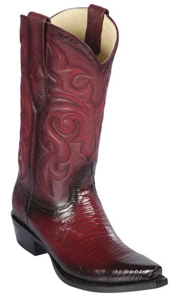 Los Altos Faded Burgundy Genuine Teju Lizard Snip Toe Cowboy Boots 940743