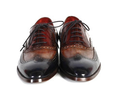 Paul Parkman ''PP2278'' Navy / Taupe / Wine Genuine Leather Wingtip Oxfords Shoes.