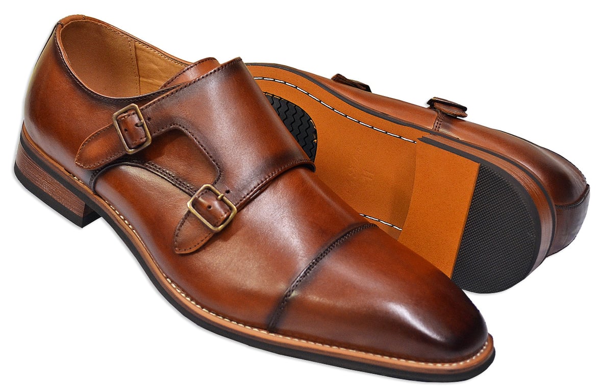La Milano Cognac Burnished Calfskin Leather Cap Toe Toe  display picture 2
