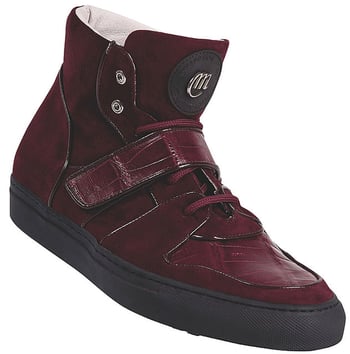 Mauri "Airplay" 8877 Ruby Red Genuine Crocodile / Suede Sneakers