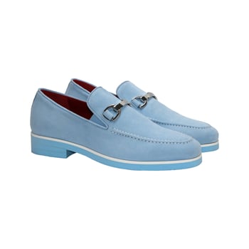 Emilio Franco Nino II Light Blue Italian Suede Bracelet Loafers