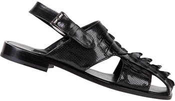 Mauri "Miramare" 1517 Black Genuine Hornback Crocodile / Nappa Perforated / Calf Sandals