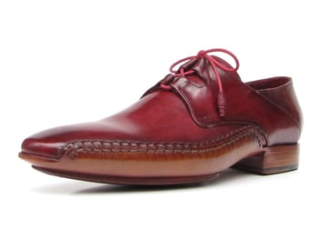 Paul Parkman Burgundy Genuine Leather Ghillie Lacing Handsewn Oxford Dress Shoes 022-BUR