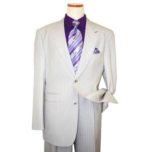 Steve Harvey Classic Collection Off White/Lavender Pinstripes And Hand