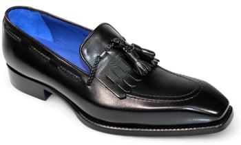 Emilio Franco "Tommaso" Black Genuine Italian Calf Leather Tassel Loafers.