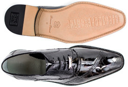 Belvedere "Nino" Black Genuine Eel / Ostrich Leg Shoes 0B4.