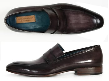 Paul Parkman 093 Black & Grey Genuine Leather Loafer Shoes