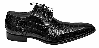 Mauri 53156 Black Genuine All-Over Alligator Belly Skin Shoes.