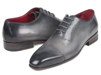 Paul Parkman "ZLS34GRY" Grey Genuine Calfskin Leather Perforated Oxford Shoes .