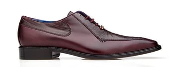 Belvedere "Biagio" Antique Burgundy Genuine Ostrich / Italian Calf Leather Lace-Up Dress Shoes B13.