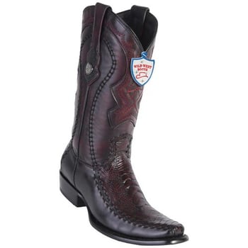 Wild West Black Cherry Genuine Ostrich Dubai Toe Cowboy Boots 279F0518