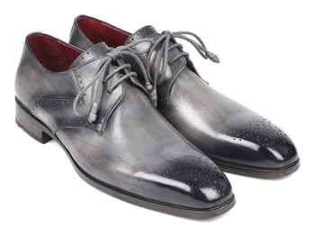 Paul Parkman '6584-GRY' Grey Genuine Leather Medallion Toe Derby Shoes.