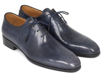 Paul Parkman Navy Genuine Leather Wholecut Oxford Dress Shoes KR254NVY