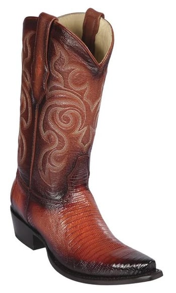 Los Altos Faded Cognac Genuine Teju Lizard Snip Toe Cowboy Boots 940757