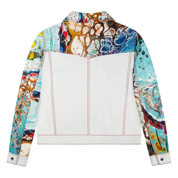 G- Gator 3670 White Genuine Leather Jean Style Digital Print Jacket Snap Closure