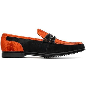 Marco Di Milano "Hugo" Orange / Black Genuine Sueded Ostrich Leg Loafer