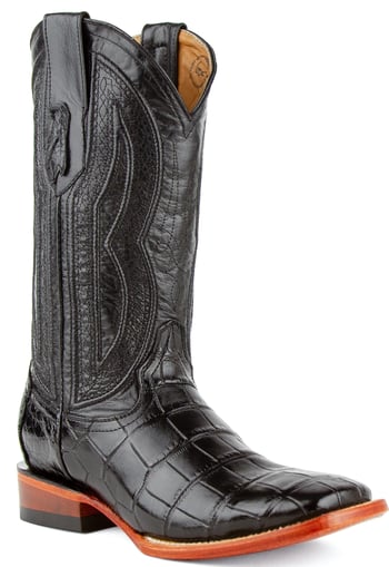 Ferrini "Stallion" Black Genuine Belly Alligator Square Toe Cowboy Boots 10793-04