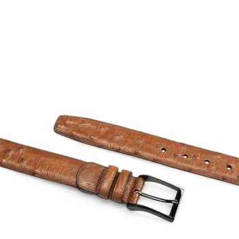 Mezlan Brandy Genuine Ostrich Skin Leather Belt AO8146.