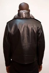 G-Gator Black Motorcycle Biker Jacket With Chinchilla Fur Collar 3011-1.