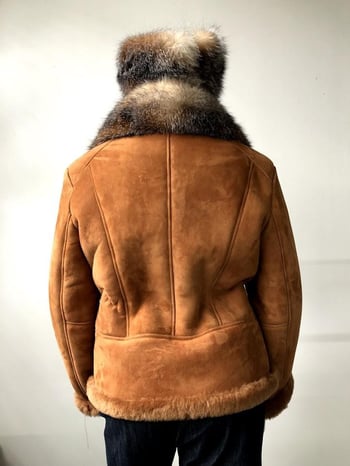 G-Gator Ladies Genuine Sheepskin / Fox Fur Belted / Collar Motorcycle Jacket 1020.