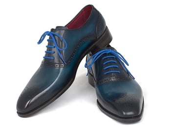 Paul Parkman ''FS88VA'' Blue / Navy Genuine Leather Medallion Toe Shioes.