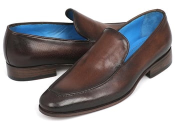 Paul Parkman ''874-BRW'' Brown Genuine Perforated Leather Loafers.