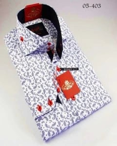 Axxess White : Blue Handpick Stitching 100% Cotton Dress Shirt