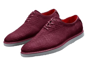 Tayno "Wager" Burgundy Python Embossed Vegan Suede Oxford Sneakers